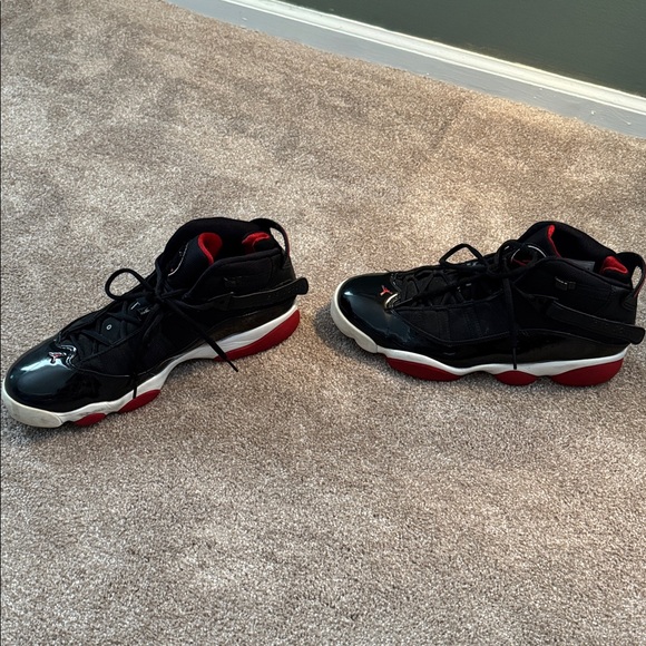 Jordan Retro 6 Rings High-Top Sneakers in Black, Red, White - Picture 4 of 5